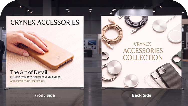 6 m Backlit Exhibition Stand - LED Lightbox Display with Counters & Storage Double Side Print mobile