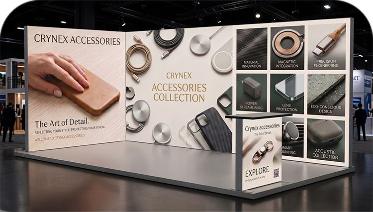 6 m Backlit Exhibition Stand - LED Lightbox Display with Counters & Storage banner image mobile