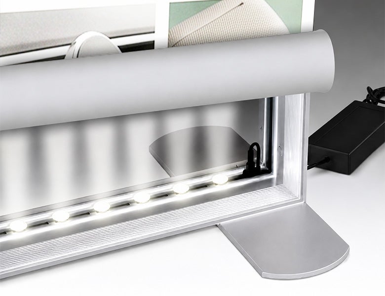 6 m Backlit Exhibition Stand - LED Lightbox Display with Counters & Storage Integrated LED Lighting
