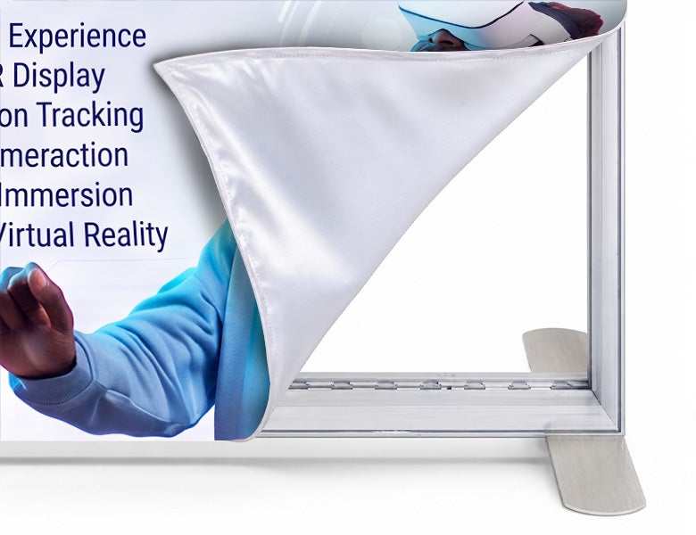 6 m Backlit Exhibition Stand - LED Lightbox Backwall with Shelving Durable Aluminium Frame