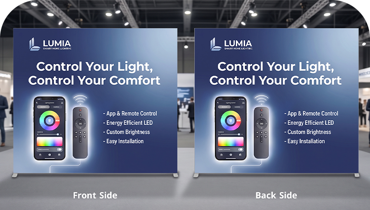 6 m Backlit Exhibition Stand - Premium LED Lightbox Display with Counters & Branding Panels Double Side Print mobile