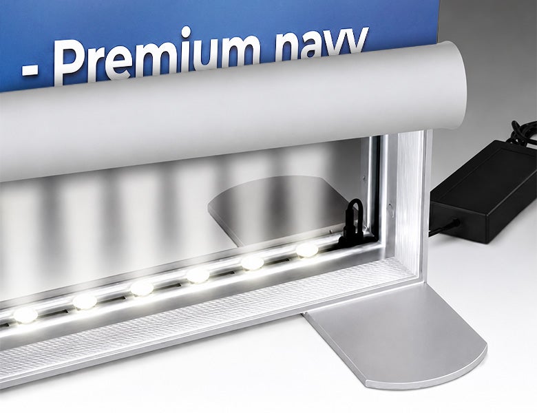6 m Backlit Exhibition Stand - Premium LED Lightbox Display with Counters & Branding Panels Integrated LED Lighting