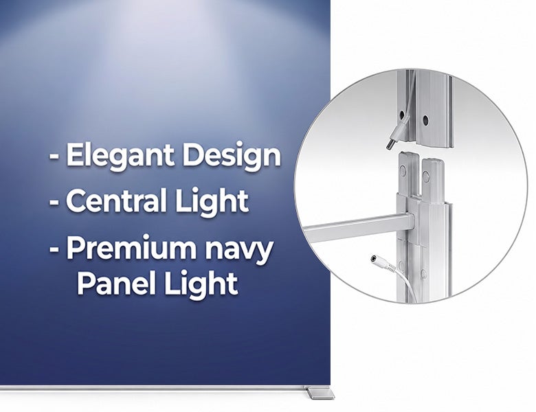 6 m Backlit Exhibition Stand - Premium LED Lightbox Display with Counters & Branding Panels Tool Free Assembly
