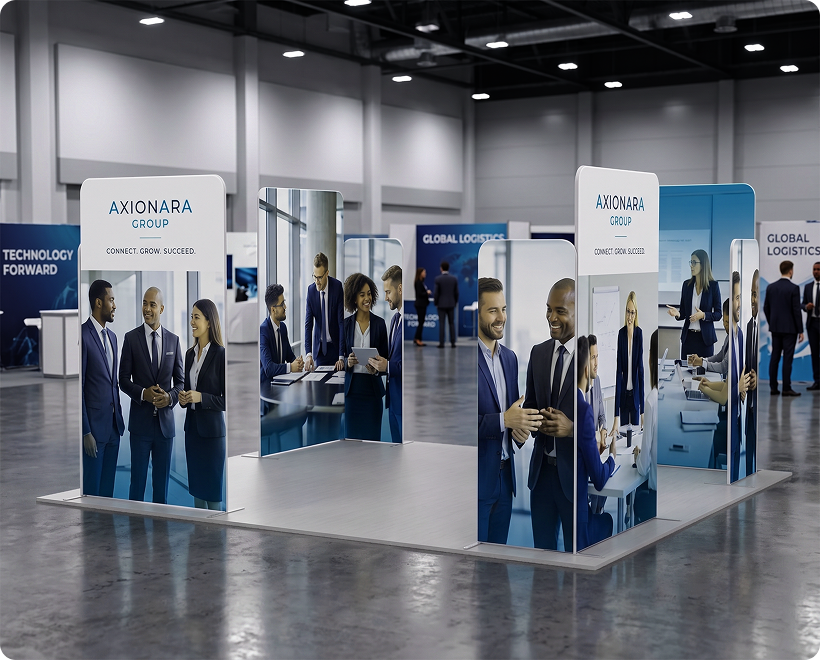20 ft Magnetic Modular Fabric Displays - 4 L-Shape Sections Network Marketing Company