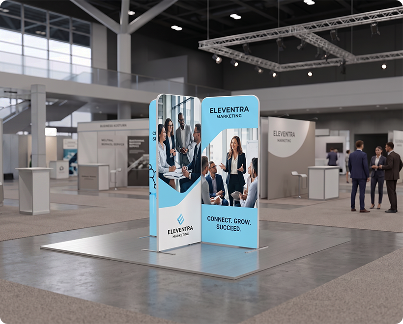 6.5ft Magnetic Modular Fabric Display - Cross Island Shape Network Marketing