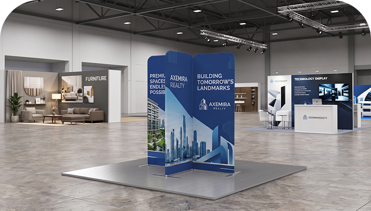 6.5ft Magnetic Modular Fabric Display - Cross Island Shape banner image mobile