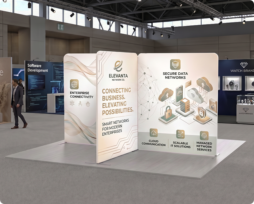 13ft Magnetic Modular Fabric Displays - Cross Island Shape Network Marketing