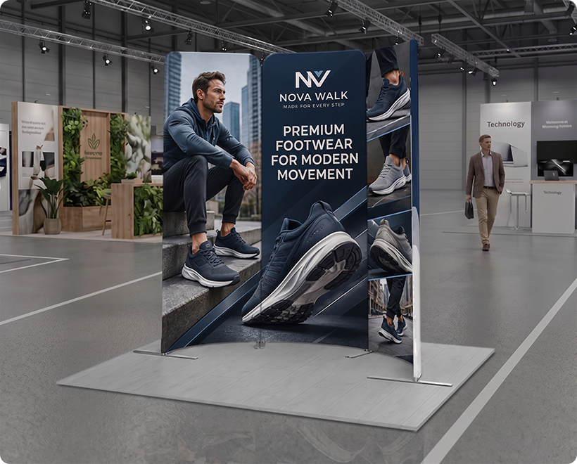 6.5 ft Magnetic Modular Fabric Display - Curved Shape Shoes Company