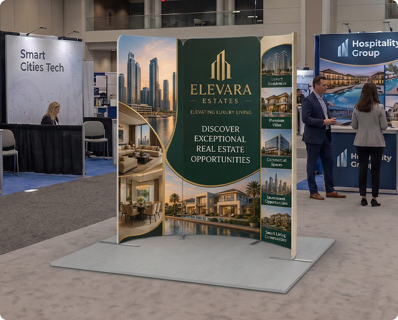 6.5 ft Magnetic Modular Fabric Display - Curved Shape Real Estate Marketing