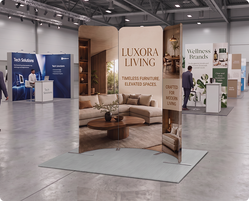 6.5 ft Magnetic Modular Fabric Display - Curved Shape Furniture
