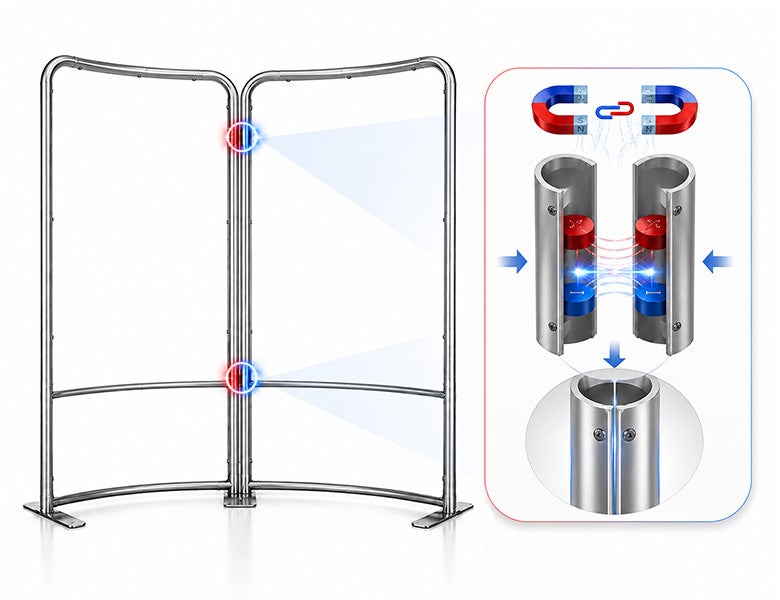 6.5 ft Magnetic Modular Fabric Display - Curved Shape Magnetic Frame
