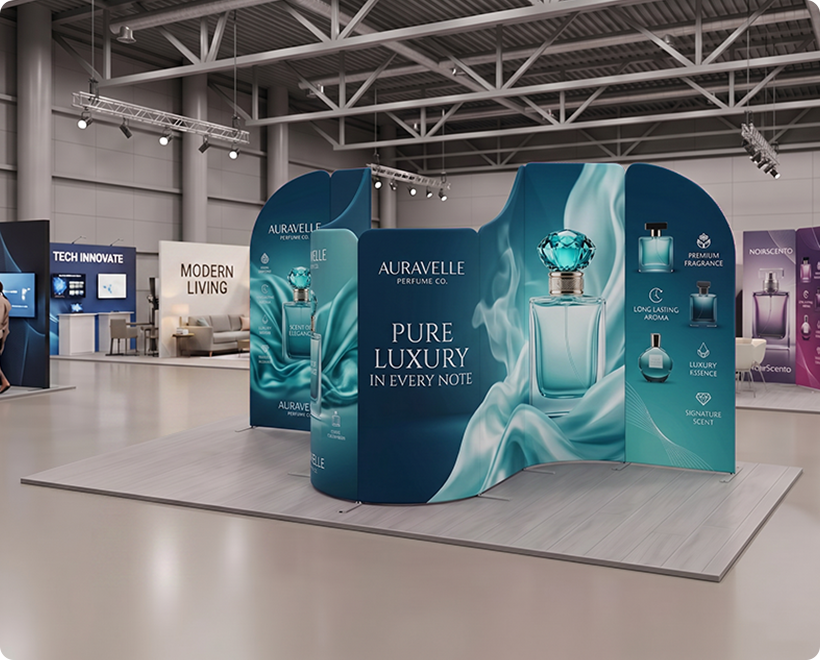 4 m Magnetic Modular Fabric Displays - Curved Shape Perfume Company