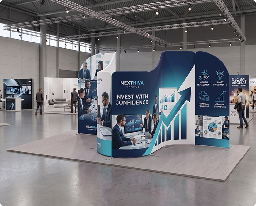 4 m Magnetic Modular Fabric Displays - Curved Shape Finance Company