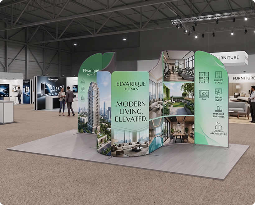 4 m Magnetic Modular Fabric Displays - Curved Shape Interior Designer Company