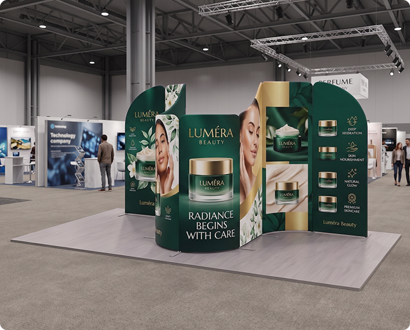 4 m Magnetic Modular Fabric Displays - Curved Shape Skin Care Beauty Product