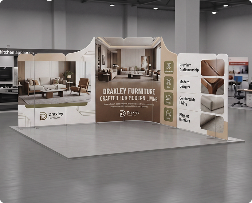 13 ft Magnetic Modular Fabric Displays - Dynamic Curved L Shape Smart Light Automation