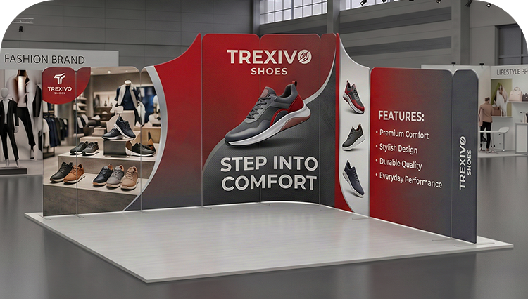 13 ft Magnetic Modular Fabric Displays - Dynamic Curved L Shape banner image mobile