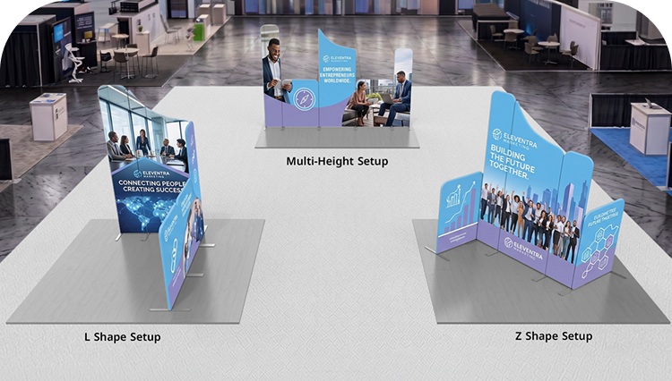 6.5 ft Magnetic Modular Fabric Display - Five Maglock Panels Double Side Print mobile