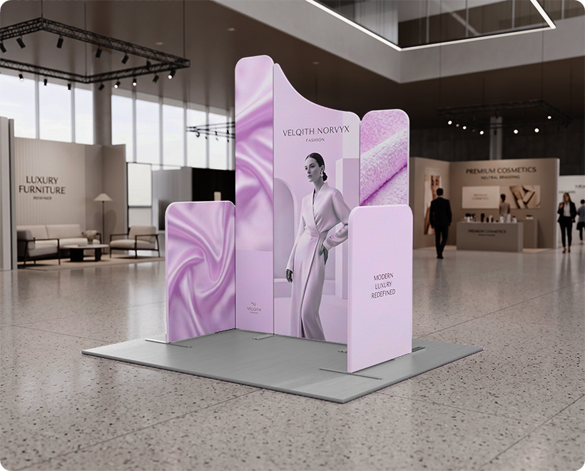 6.5 ft Magnetic Modular Fabric Display - Five Maglock Panels Fashion Brand