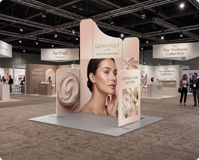 6.5 ft Magnetic Modular Fabric Display - Five Maglock Panels Skin Care Beauty Product