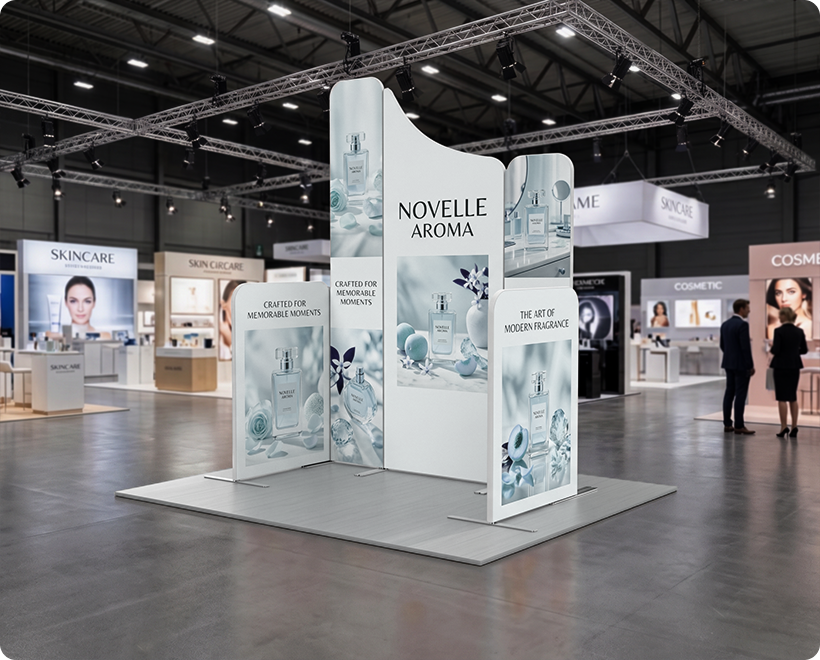 6.5 ft Magnetic Modular Fabric Display - Five Maglock Panels Perfume Company