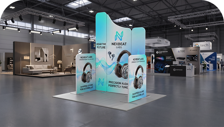 6.5 ft Magnetic Modular Fabric Display - Five Maglock Panels banner image mobile