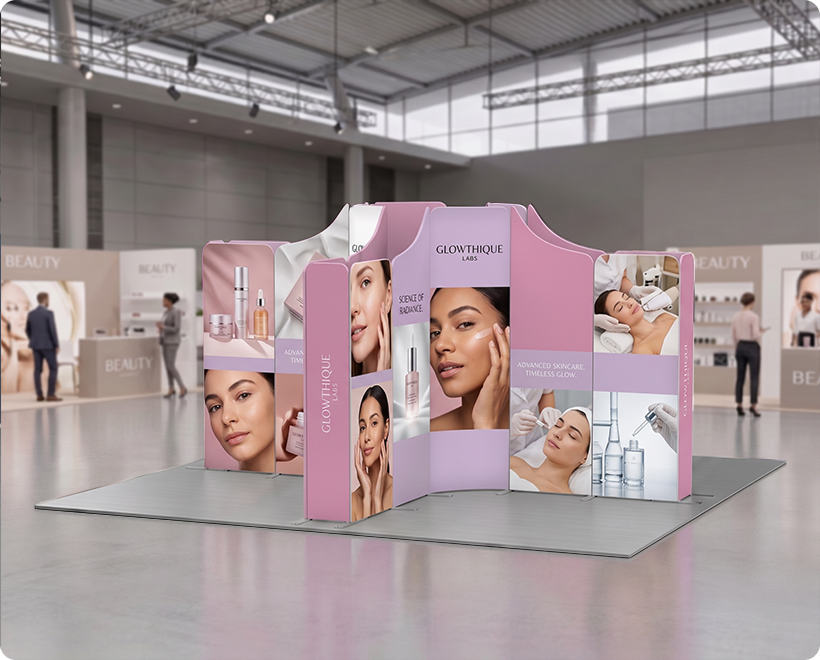 5 x 5 m Magnetic Modular Fabric Displays - Island Shape Skin Care Beauty Product