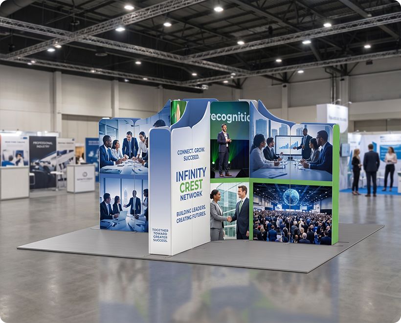 5 x 5 m Magnetic Modular Fabric Displays - Island Shape Network Marketing