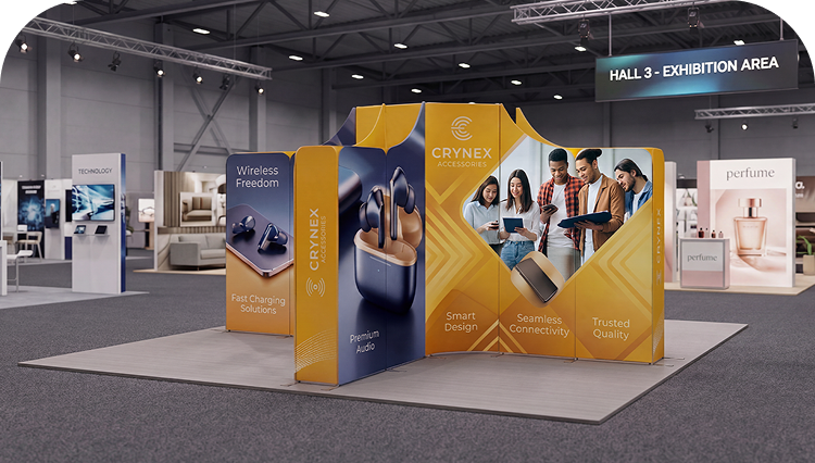 5 x 5 m Magnetic Modular Fabric Displays - Island Shape banner image mobile