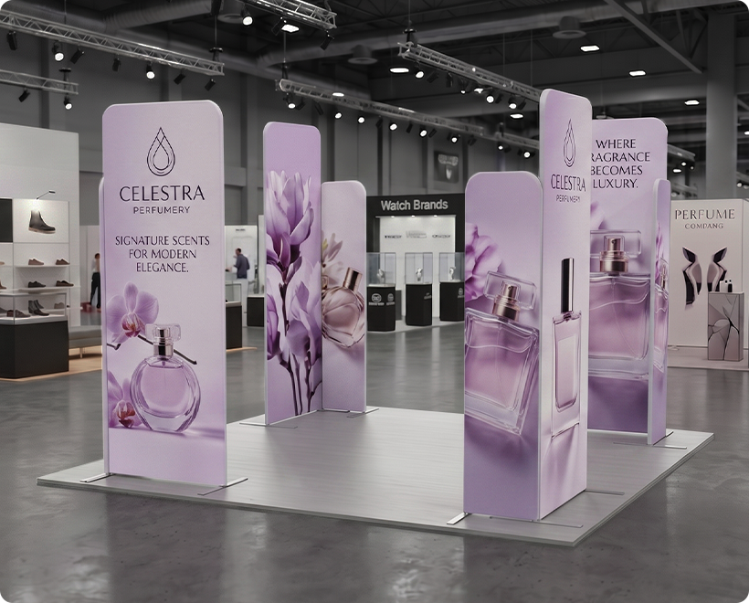 3 m Magnetic Modular Fabric Displays - L Shape Four Corner Kit Perfume Company