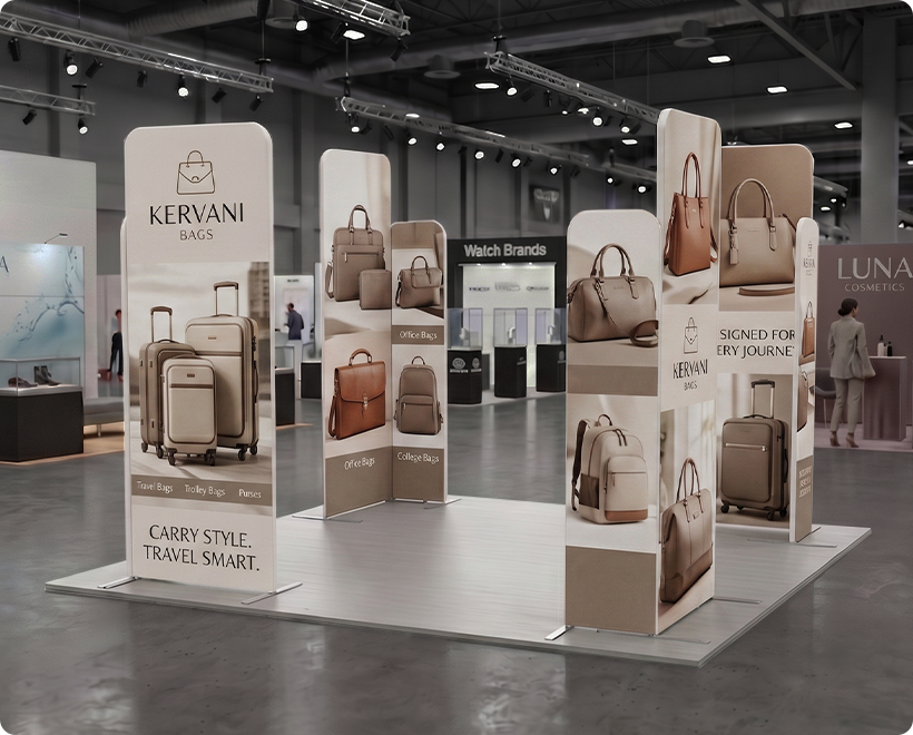 3 m Magnetic Modular Fabric Displays - L Shape Four Corner Kit Fashion Brand