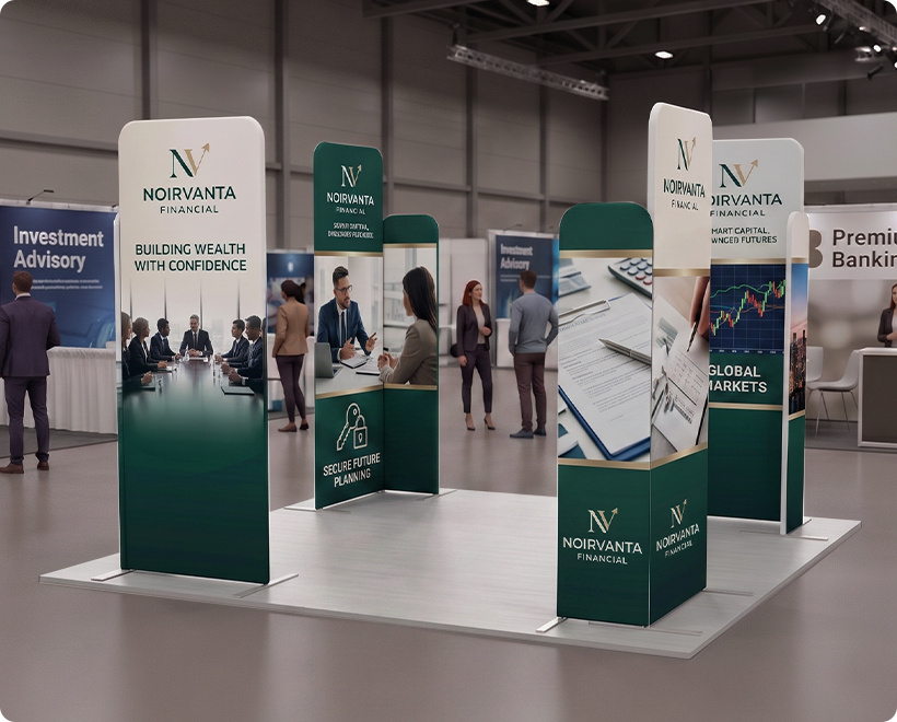 3 m Magnetic Modular Fabric Displays - L Shape Four Corner Kit Finance Company