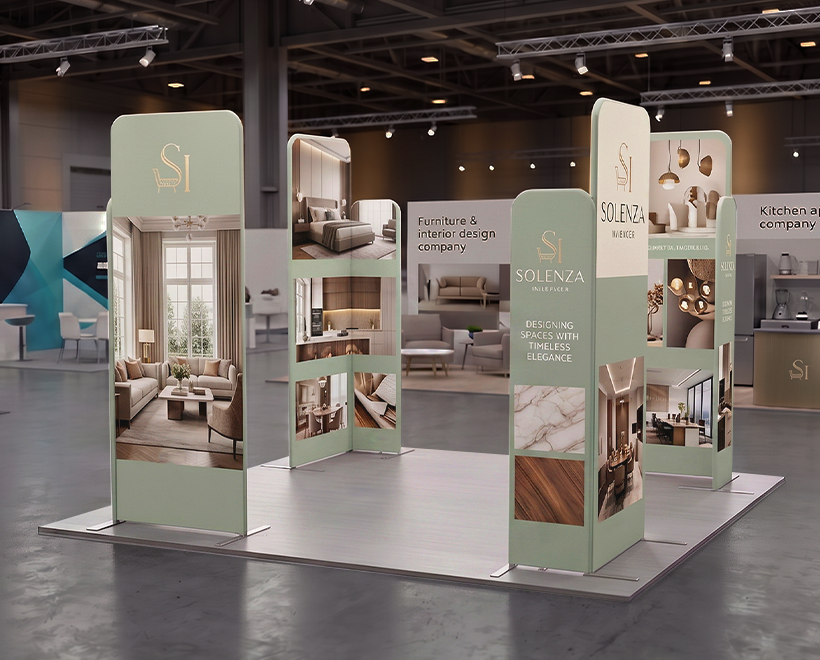 3 m Magnetic Modular Fabric Displays - L Shape Four Corner Kit interior designer company