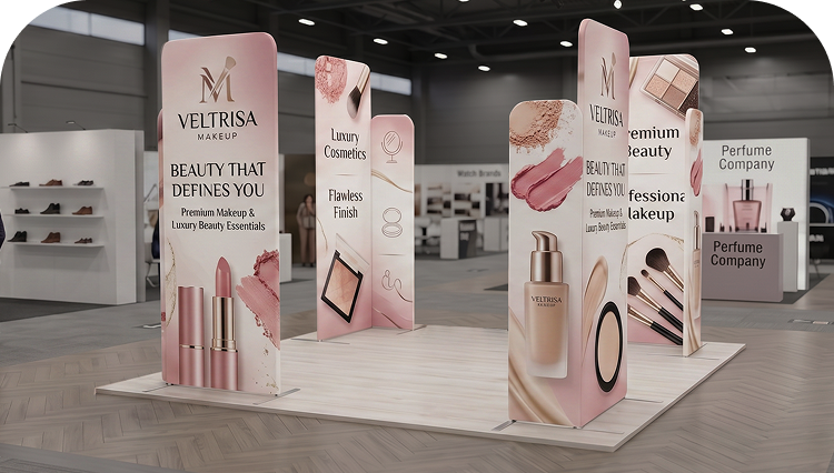 3 m Magnetic Modular Fabric Displays - L Shape Four Corner Kit banner image mobile