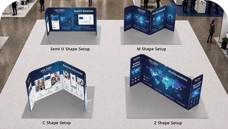 10 ft Magnetic Modular Fabric Display - L Shape Double Side Print mobile