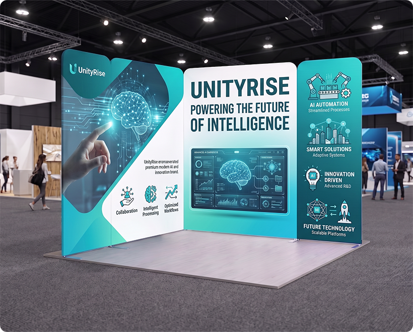 10 ft Magnetic Modular Fabric Display - L Shape Software Development Company