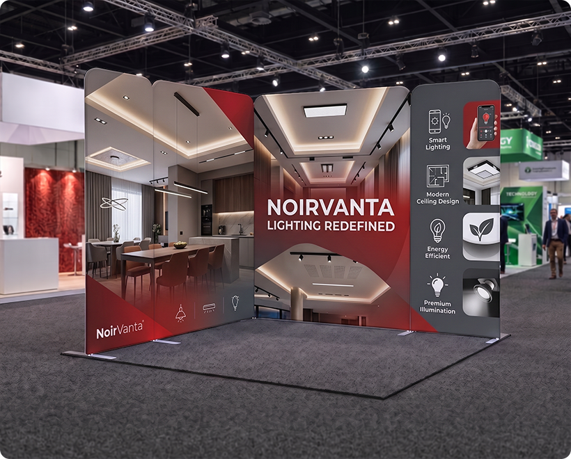 10 ft Magnetic Modular Fabric Display - L Shape Smart Light Automation