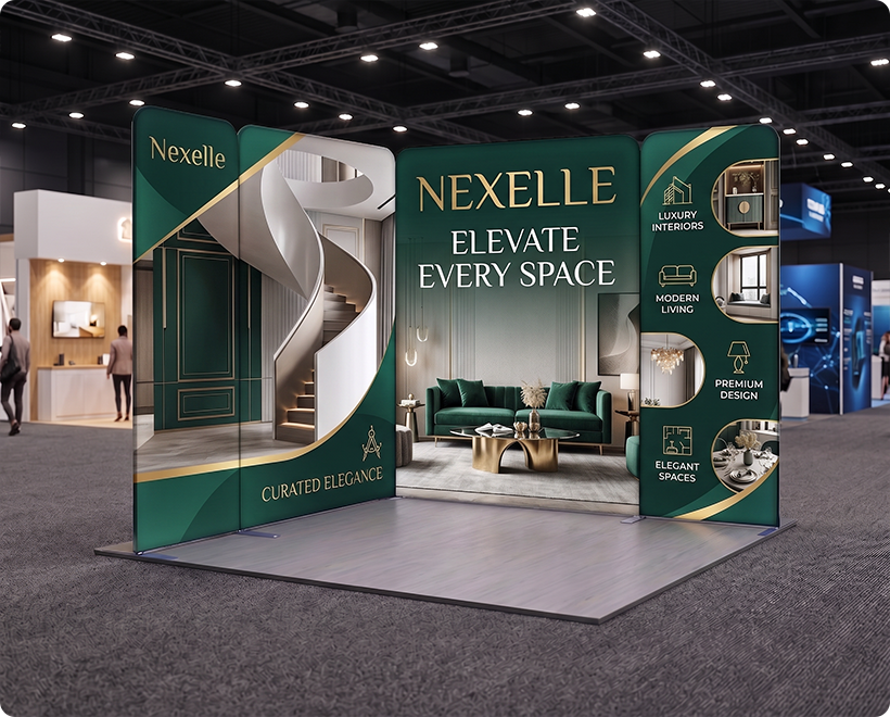10 ft Magnetic Modular Fabric Display - L Shape Interior Design Company