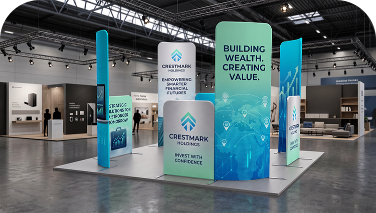 10 ft Magnetic Modular Fabric Displays - L Shape Curved banner image mobile