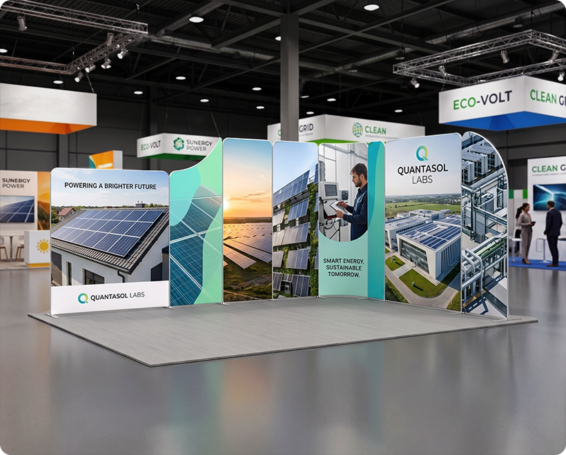 16.4x13 ft Magnetic Modular Fabric Displays - L Shape Solar Panels