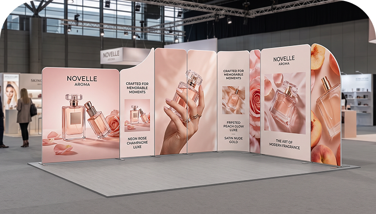 16.4x13 ft Magnetic Modular Fabric Displays - L Shape banner image mobile