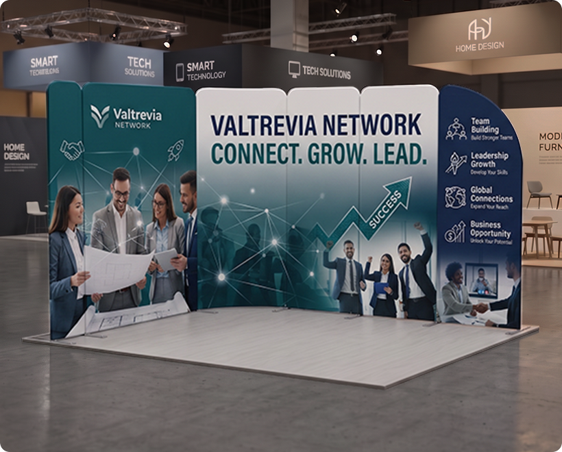 10 ft Magnetic Modular Fabric Displays - L Shape Sloped Network Marketing