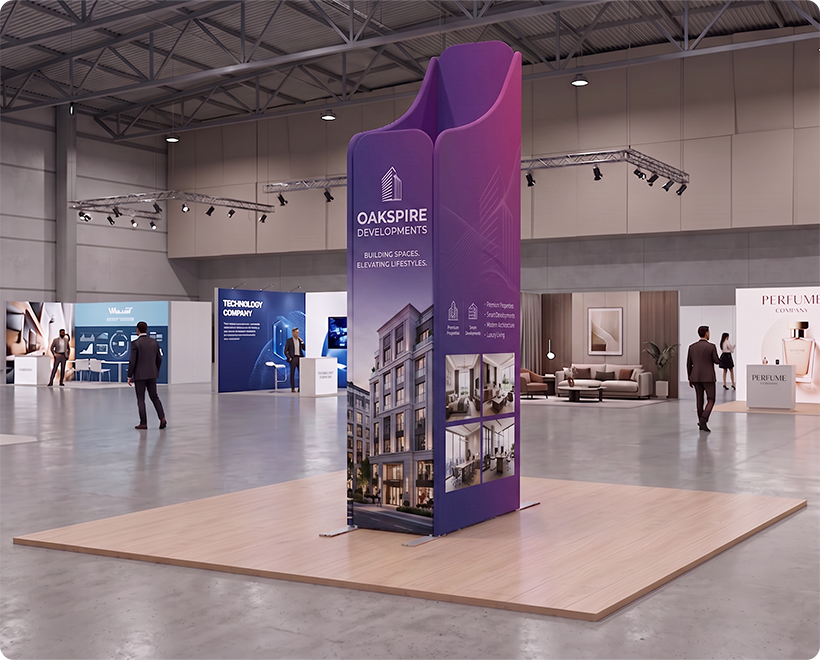 6.5ft Magnetic Modular Fabric Display - Two Sloped & Straight Banner Stands Real Estate Marketing