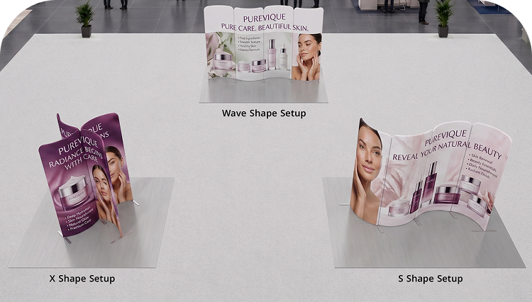6.5ft Magnetic Modular Fabric Display - Tower Island Shape Double Side Print mobile