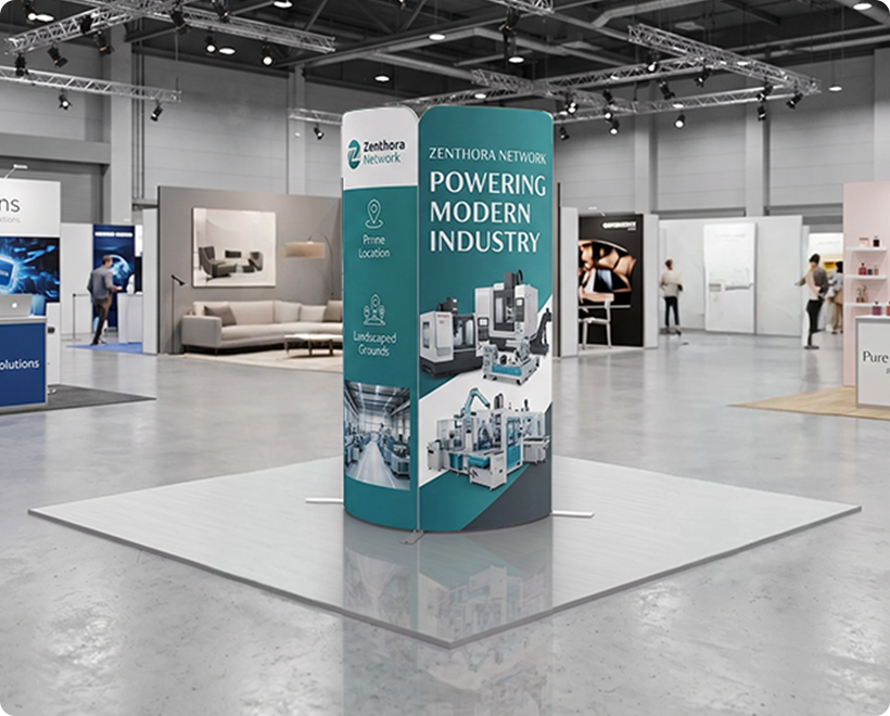 6.5ft Magnetic Modular Fabric Display - Tower Island Shape Machine Engineering