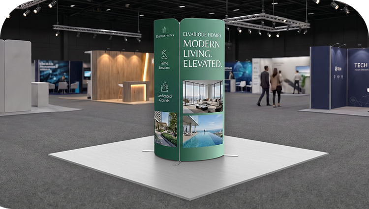 6.5ft Magnetic Modular Fabric Display - Tower Island Shape banner image mobile