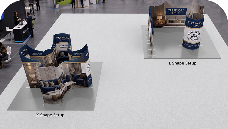 13ft Magnetic Modular Fabric Displays - Tapered Island Shape Double Side Print mobile