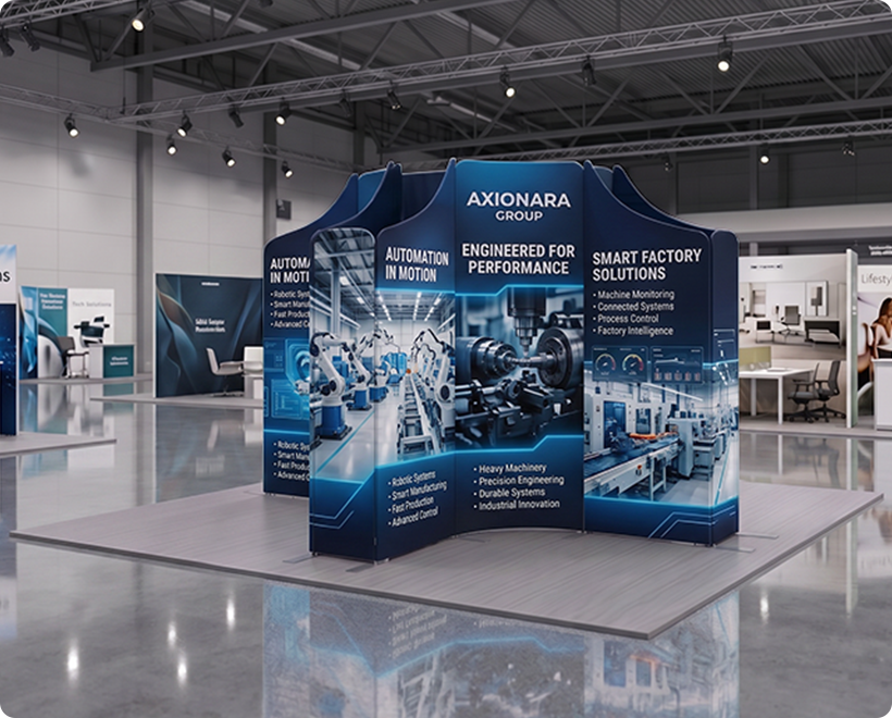 13ft Magnetic Modular Fabric Displays - Tapered Island Shape Machine Engineering
