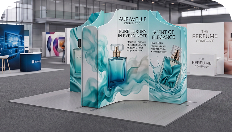 13ft Magnetic Modular Fabric Displays - Tapered Island Shape banner image mobile