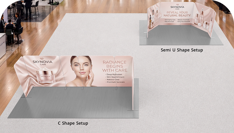3m Magnetic Modular Fabric Display - U Shape Double Side Print mobile